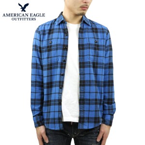 アメリカンイーグル シャツ メンズ 正規品 AMERICAN EAGLE 長袖シャツ ネルシャツ Blue Cotton Tall Shirt 2151-1403 父の日 プレゼント 