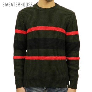 セーターハウス SWEATER HOUSE 正規販売店 メンズ クルーネックセーター CREW NECK STRIPE KNIT SWEATER 1KN1477 6007 042 DARK GREEN