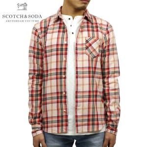 スコッチアンドソーダ シャツ メンズ 正規販売店 SCOTCH＆SODA 長袖シャツ ワークシャツ REGULAR FIT AMS BLAUW BRUSHED COTTON CHECKED 