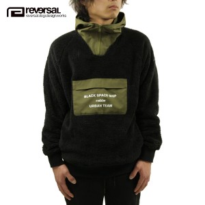 リバーサル パーカー メンズ 正規販売店 REVERSAL rvddw  ハーフジップアップパーカー  URBAN TEAM FLEECE HOODIE rv19aw006 BLACK