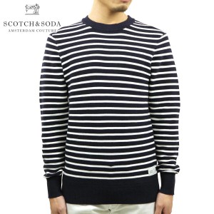 スコッチアンドソーダ セーター メンズ 正規販売店 SCOTCH＆SODA クルーネックセーター STRUCTURED STRIPE PATTERN COTTON CREWNECK KNIT