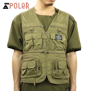 ポーラー ベスト メンズ 正規販売店 POLER アウター フィッシングベスト MULTI POCKET VEST 55100106-BEG BEIGE