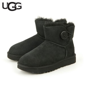 アグ ブーツ レディース 正規品 UGG ミニベイリーボウ ムートンブーツ MINI BAILEY BUTTON  1016422-BLK BLACK 父の日 プレゼント ラッピ