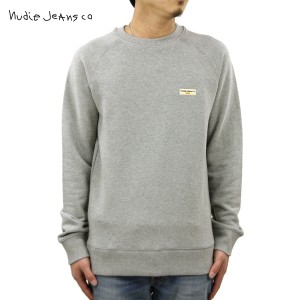 ヌーディージーンズ スウェット メンズ 正規販売店 Nudie Jeans トレーナー SAMUEL LOGO SWEATSHIRT CREW FLEECE GREY MELANGE B04 15038