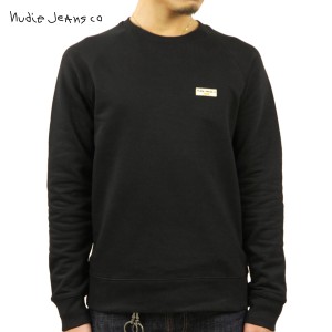 ヌーディージーンズ スウェット メンズ 正規販売店 Nudie Jeans トレーナー SAMUEL LOGO SWEATSHIRT CREW FLEECE BLACK B01 150380 父の