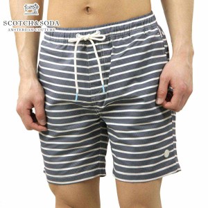 スコッチアンドソーダ 水着 メンズ 正規販売店 SCOTCH＆SODA スイムパンツ ボーダー柄 MID LENGTH - RECYCLED POLYESTER 2-COLORED SWIM 