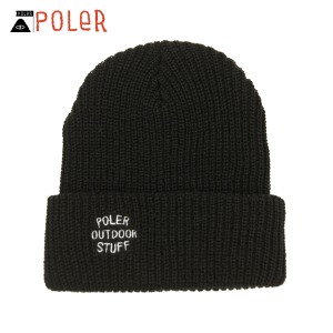 ポーラー ビーニー メンズ レディース 正規販売店 POLER 帽子 ニット帽 FANCYMAN BEANIE 211ACM7901 BLACK 父の日 プレゼント ラッピング