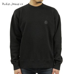 ヌーディージーンズ スウェット メンズ 正規販売店 Nudie Jeans トレーナー LUKAS SWEATSHIRT CREW FLEECE BLACK B01 父の日 プレゼント 