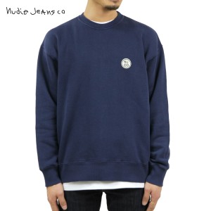 ヌーディージーンズ スウェット メンズ 正規販売店 Nudie Jeans トレーナー LUKAS SWEATSHIRT CREW FLEECE INDIGO BLUE P16 150463