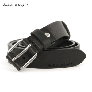 ヌーディージーンズ ベルト メンズ 正規販売店 Nudie Jeans 本革 革ベルト レザーベルト DWAYNE LEATHER BELT BLACK  父の日 プレゼント 