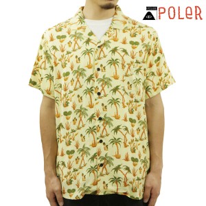 ポーラー シャツ メンズ 正規販売店 POLER 開襟シャツ オープンカラーシャツ 半袖シャツ ALOHA SHIRT 221APM3002 TRADER RICK SAND