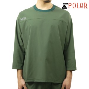 ポーラー メンズ Tシャツ 正規販売店 POLER 七分袖 ドライTシャツ クルーネック RELOP 2 DRY FOOTBALL SHIRT D MCV0026-OLV OLIVE