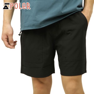 ポーラー ショートパンツ メンズ 正規販売店 POLER ナイロンショートパンツ ADVENTURE SHORT 221APM4004 BLACK 父の日 プレゼント ラッピ