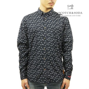 スコッチアンドソーダ シャツ メンズ 正規販売店 SCOTCH&SODA 長袖シャツ ボタンダウンシャツ SLIM-FIT PRINTED POPLIN SHIRT COMBO B D 