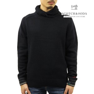 スコッチアンドソーダ セーター メンズ 正規販売店 SCOTCH&SODA ニット プルオーバーセーター WOOL-BLEND TWISTED COLLAR PULLOVER NAVY 