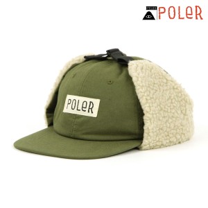 ポーラー キャップ メンズ レディース 正規販売店 POLER 帽子 フラップキャップ FURRY FONT CANVAS FLAP CAP OLIVE D 父の日 プレゼント 