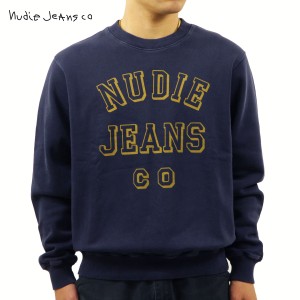 ヌーディージーンズ スウェット メンズ 正規販売店 Nudie Jeans 長袖 プルオーバー クルーネック トレーナー ロゴ プリント LASSE CREW F