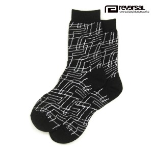 リバーサル メンズ 靴下 正規販売店 REVERSAL ロゴ ソックス アンダーウェア OBLIQUE BIG MABK SOCKS rv23ss702 BLACK