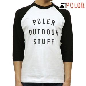 ポーラー メンズ Tシャツ 正規販売店 POLER 七分袖 クルーネック POS RAGLAN SLEEVE D MCV0020-BLK BLACK