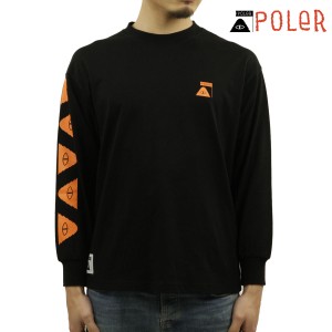 ポーラー メンズ 長袖Tシャツ 正規販売店 POLER 袖プリント ロゴ ロンT SUMMIT RELAX FIT L/S TEE D MCV0063-BLK BLACK