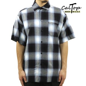 キャルトップ メンズ 半袖シャツ 正規品 CALTOP CALTOP ACRYLIC OMBRE CHECK SHORT SLEEVE SHIRTS NAVY / SKY 半袖   父の日 プレゼント 