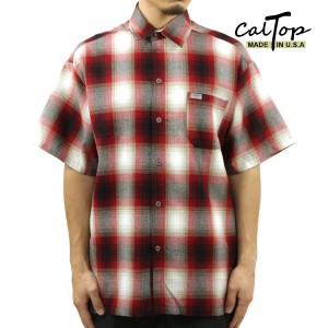 キャルトップ メンズ 半袖シャツ 正規品 CALTOP CALTOP ACRYLIC OMBRE CHECK SHORT SLEEVE SHIRTS RED / WHITE 半袖  父の日 プレゼント 