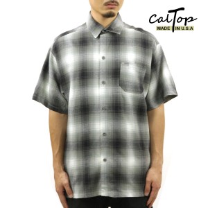 キャルトップ メンズ 半袖シャツ 正規品 CALTOP CALTOP ACRYLIC OMBRE CHECK SHORT SLEEVE SHIRTS GREY / WHITE 半袖 父の日 プレゼント 