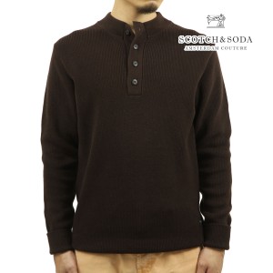 スコッチアンドソーダ メンズ セーター 正規販売店 SCOTCH＆SODA オーガニックコットン ニット BUTTONED MOCK NECK RIB KNIT PULLOVER IN