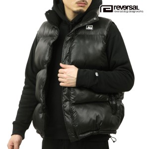 リバーサル メンズ パファーベスト 正規販売店 REVERSAL アウター ロゴ rvddw BLACK PUFFER VEST rv23aw301 BK BLACK