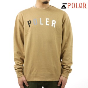 ポーラー メンズ スウェット 正規販売店 POLER トレーナー ロゴ クルーネック STATE CREW FLEECE 233APU2503 SAND 父の日 プレゼント ラ