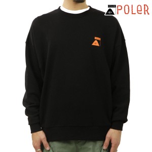 ポーラー メンズ スウェット 正規販売店 POLER ロゴ クルーネック トレーナー SUMMIT CREW FLEECE 233MCV0043-BLK BLACK