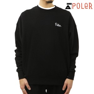 ポーラー メンズ スウェット 正規販売店 POLER ロゴ クルーネック トレーナー POLER EMB CREW FLEECE 233MCV0044-BLK BLACK