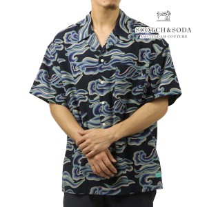 スコッチアンドソーダ メンズ 半袖シャツ 正規販売店 SCOTCH＆SODA ボタンダウン コットン アロハシャツ BIG ALL OVER PRINTED COTTON SH