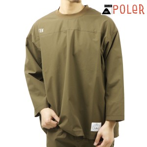 ポーラー メンズ 七分袖Tシャツ 正規販売店 POLER クルーネック ドライTシャツ RELOP 2 DRY FOOTBALL SHIRT DC 241MCV0076-BRN BROWN