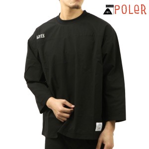 ポーラー メンズ 七分袖Tシャツ 正規販売店 POLER クルーネック ドライTシャツ RELOP 2 DRY FOOTBALL SHIRT DC 241MCV0074-BLK BLACK