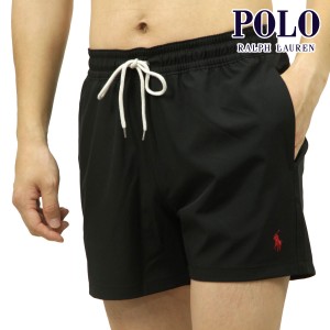 ポロ ラルフローレン メンズ スイムパンツ 正規品 POLO RALPH LAUREN 水着 ロゴ TRAVELER SWIM SHORT MID TRUNK BLAC 父の日 プレゼント 