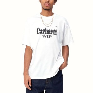 カーハート メンズ 半袖Tシャツ 正規品 CARHARTT WIP クルーネック グラフィック SHORT SLEEVE SPREE HALFTONE T-SHIRT WHITE / BLACK I0