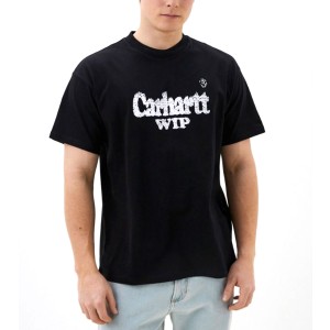 カーハート メンズ 半袖Tシャツ 正規品 CARHARTT WIP クルーネック グラフィック SHORT SLEEVE SPREE HALFTONE T-SHIRT BLACK / WHITE I0