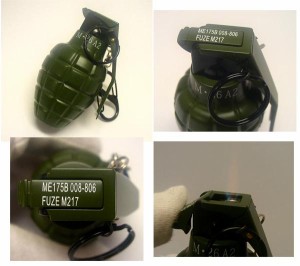 新品 GRENADE(手榴弾)型 本格ターボライター(カーキ*緑色系)ダイキャスト 重厚115ｇ！