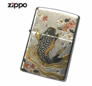 送料140円〜新品正規品 まるで手彫り！電鋳板「鯉-KOI」ZIPPOジッポライター☆おまけメンテブラシ付き！