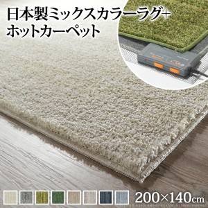 「送料無料 ポイント7% 300円OFFクーポン進呈」ミックスカラーホットカーペット・カバー ルーナ 1.5畳（200×140cm） + ホットカーペット