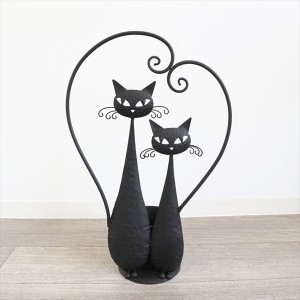 プランター（鉢カバー）　ネコ　黒 インテリア小物・置物 花瓶 1601IFH018 アイアン  プランター 鉢  ディスプレイ 飾り 完成品「ポイン