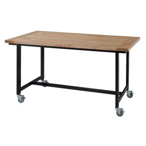 ダイニングテーブル キャスター付き 幅135cm テーブル ダイニングテーブル GUY-672 テーブル 作業台 可動式 キャスター付き 天然木「送料