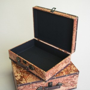 トランク型ウッドボックス 古代海図 S/Lセット 収納家具 ケース・小物 コレクションケース 3WB012 ボックス  箱 アンティーク レトロ 小