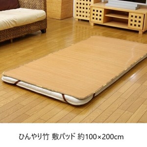 ひんやり竹 敷パッド 約100×200cm 寝具 敷きパッド・ベッドパッド 5328530  冷感 ひんやり 丈夫でひんやり 竹シーツ  四方ゴムバンド付