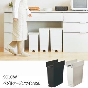 SOLOW ペダルオープンツイン35L インテリア小物・置物 ゴミ箱 RSD-77  蓋つき ゴミ箱 コンパクト ペダル ブラック ホワイト 完成品「送料