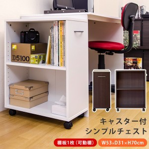 シンプルチェスト 収納家具 タンス・チェスト チェスト hmp14  サイドチェスト デスク用チェスト 棚 キャスター付き 可動棚 2段 収納「ポ