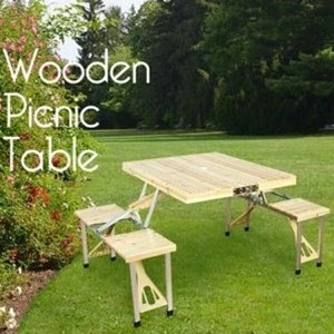 木製ピクニックテーブル アウトドア アウトドアファニチャー テーブル 16825481-1 16825481-2 完成品 折りたたみ コンパクト収納 アウト