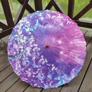 和傘 晴雨兼用 パープル蝶 ファッション小物 長傘 20220611-1 傘 和傘 晴雨兼用 梅 ウメ 和風傘 かさ 木製 雨傘 和風 和柄 レディース UV
