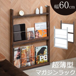 【ポイント7% 300円クーポン進呈 送料無料】薄型マガジンラック 幅60cm 収納家具 本・CD・DVD収納 マガジンラック fy-0116 fy-0118 サロ